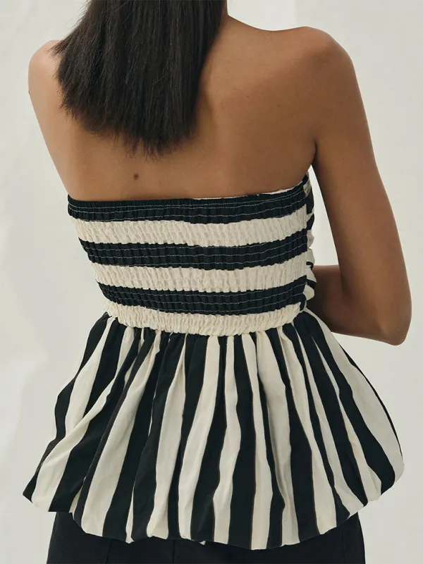 On-Trend Striped Bandeau Peplum Top