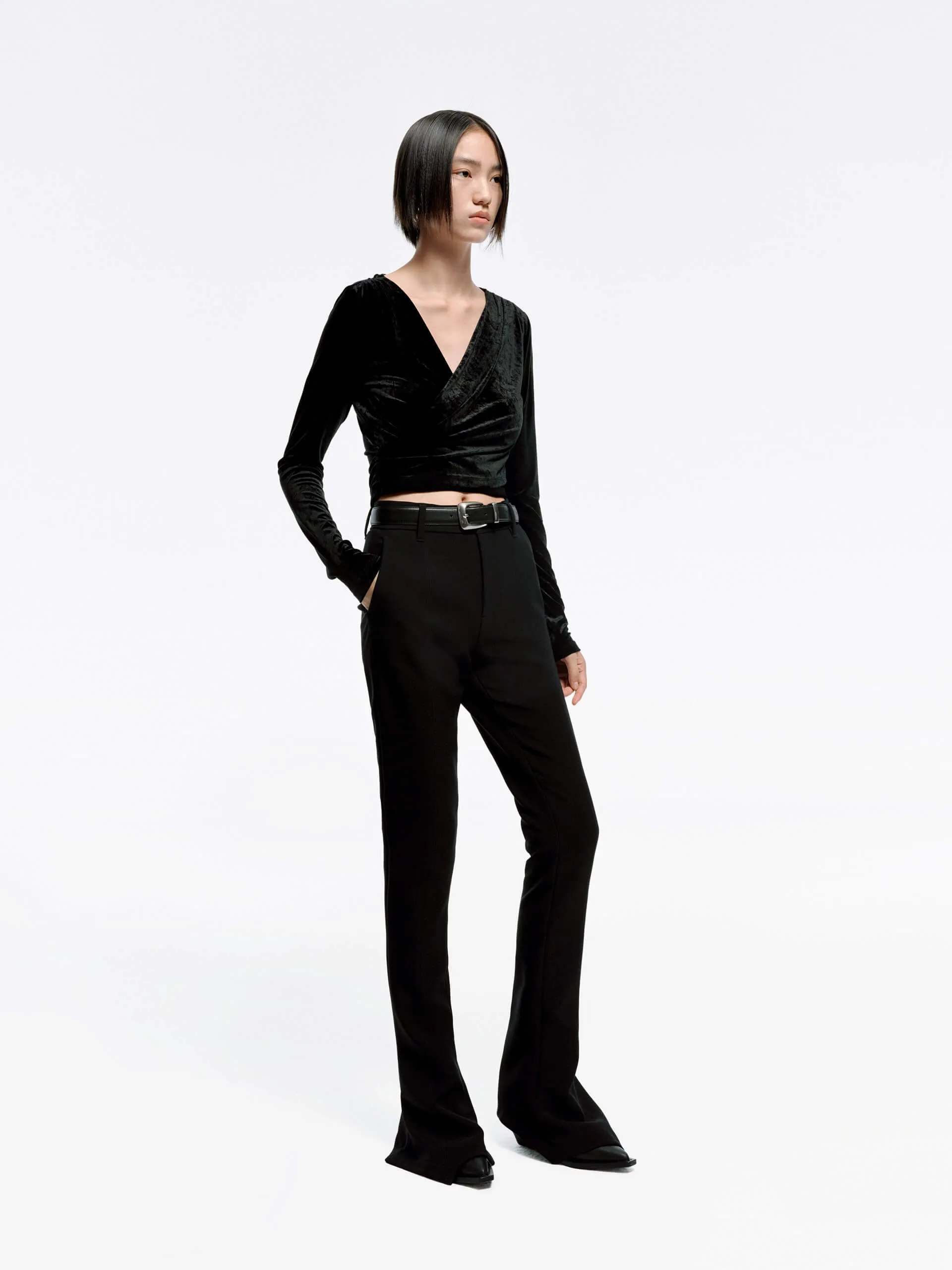 Pointed Hem Tailored Pants