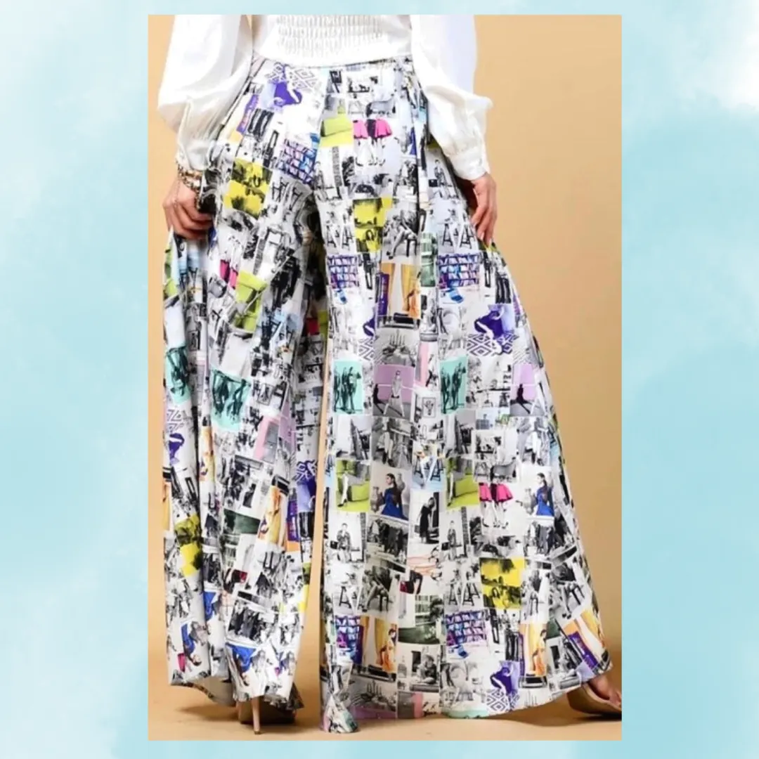 Portrait Patch Palazzo Pants