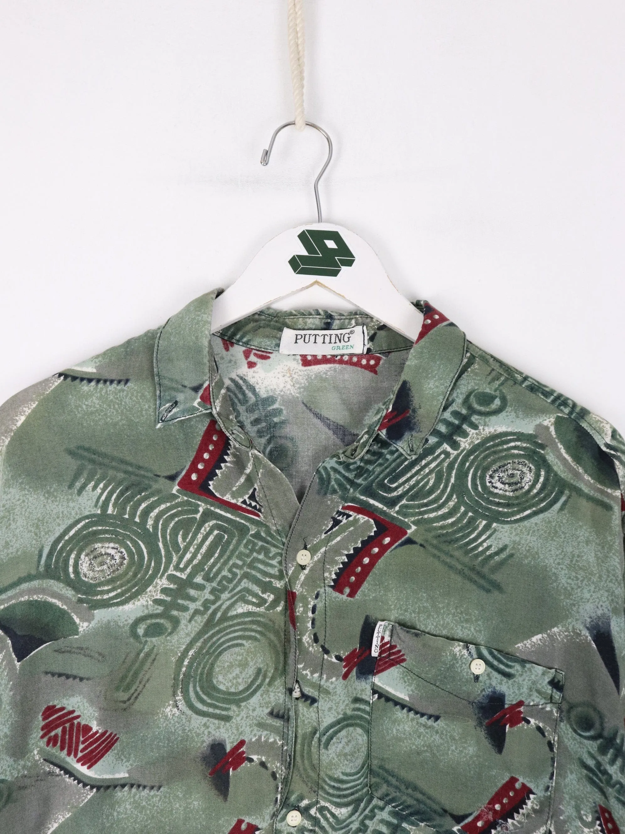 Putting Green Shirt Mens Medium Green Button Up