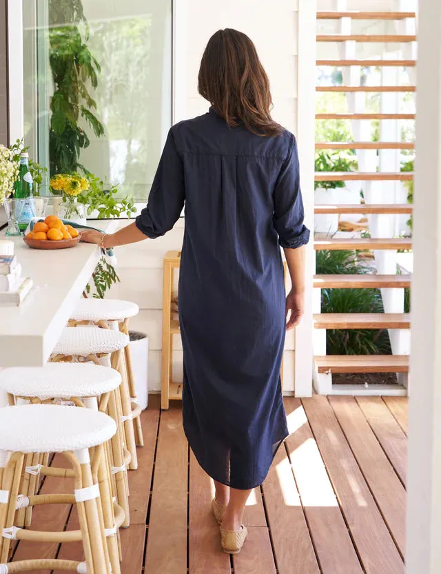 RORY MAXI SHIRTDRESS- NAVY