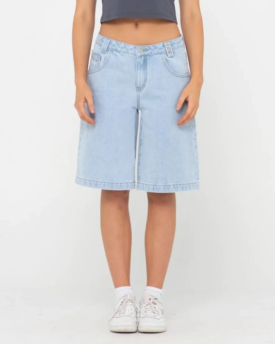 Rusty Low Rise Wide Leg Denim Jort