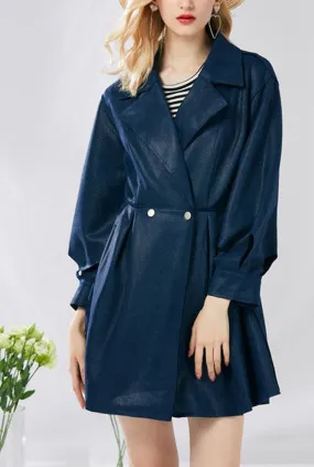 Slim-Fit Sleek Cinched Waist Lapel Collar Overcoat