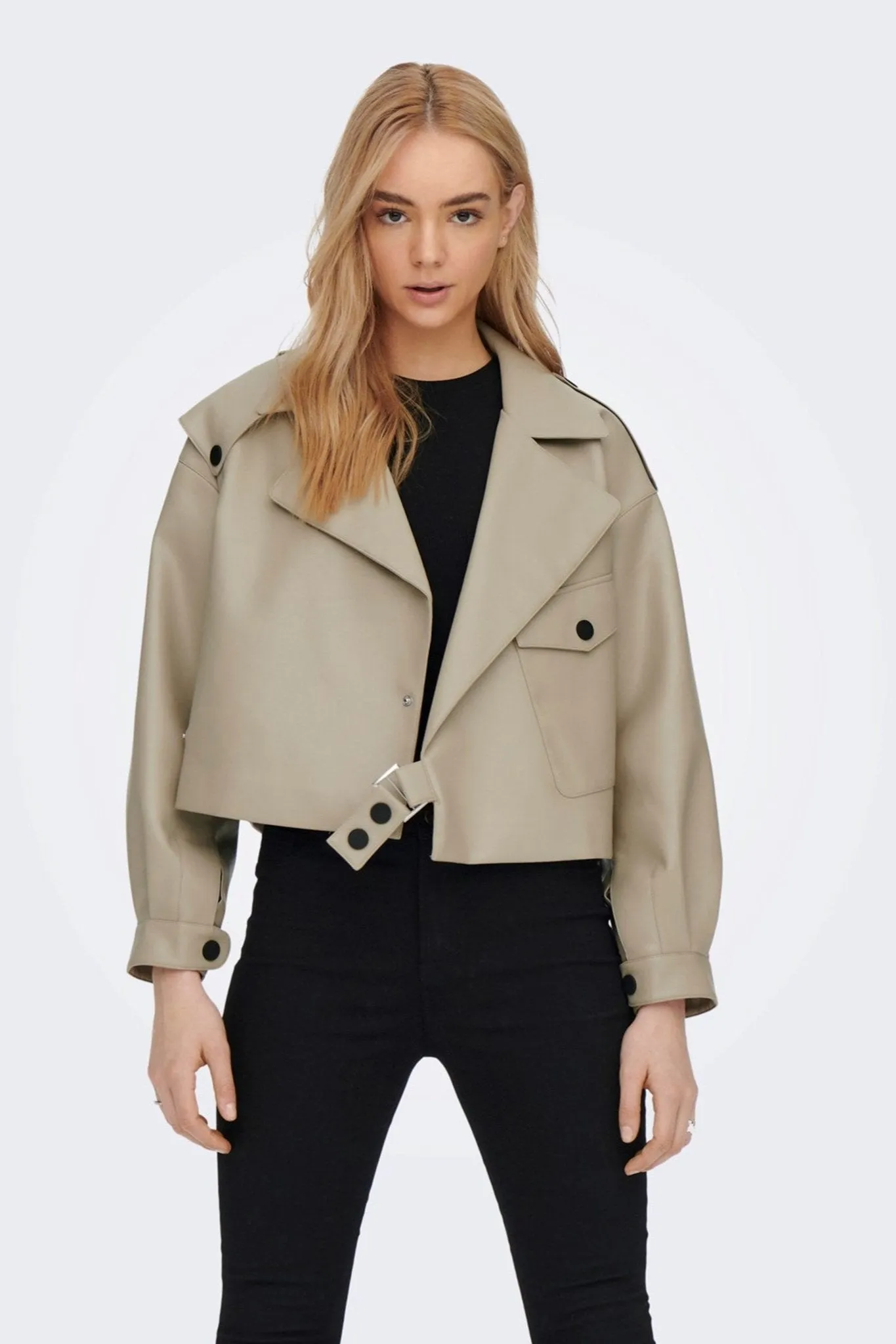 Smokey Faux Leather Jacket - Crockery