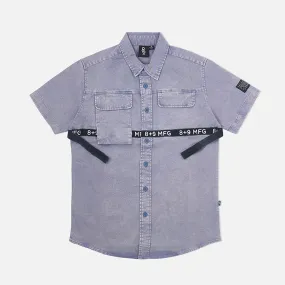 Strapped Up Vintage  Button Up Shirt Blue