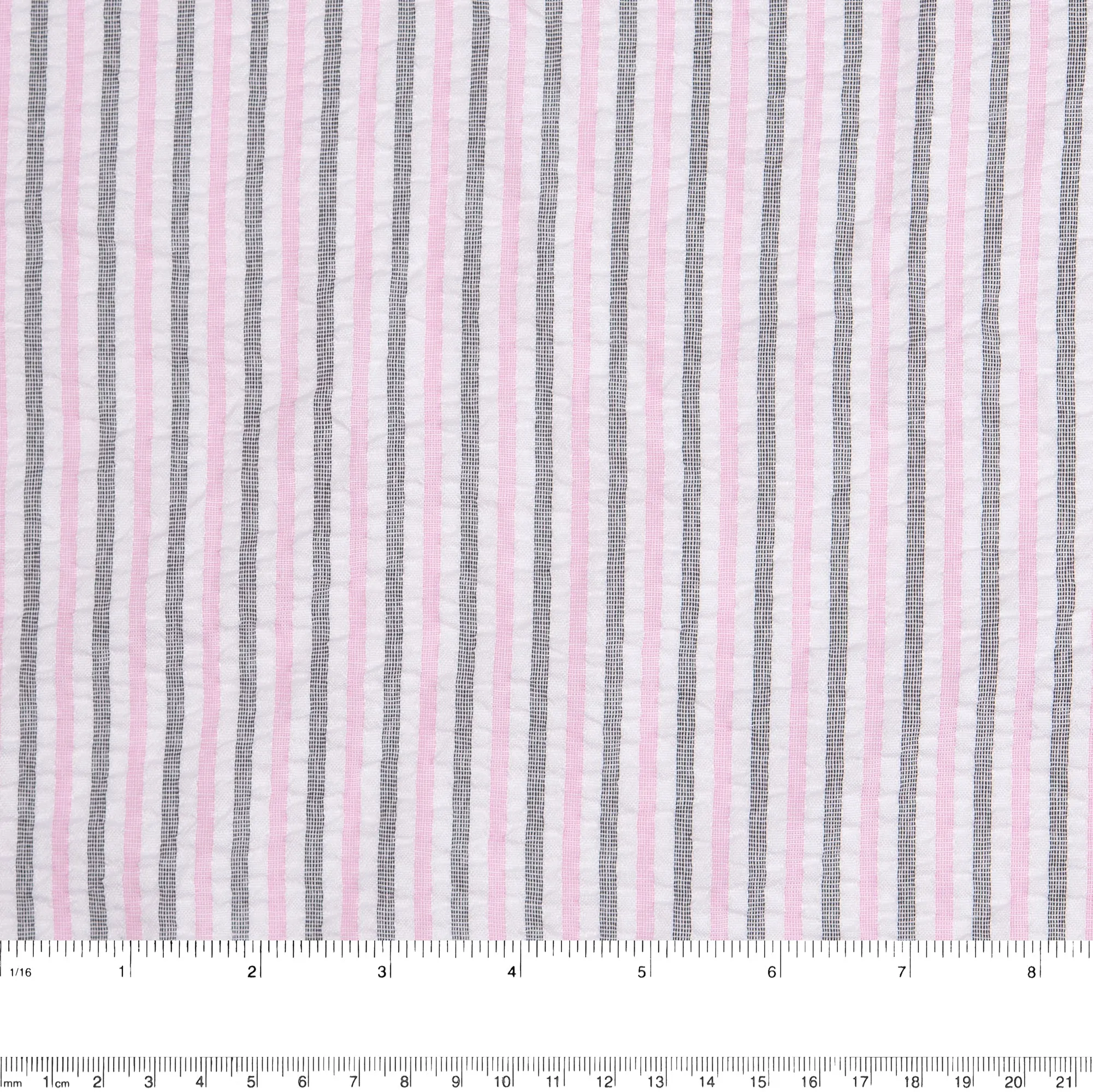 Striped Seersucker - Dolly - Pink and Grey