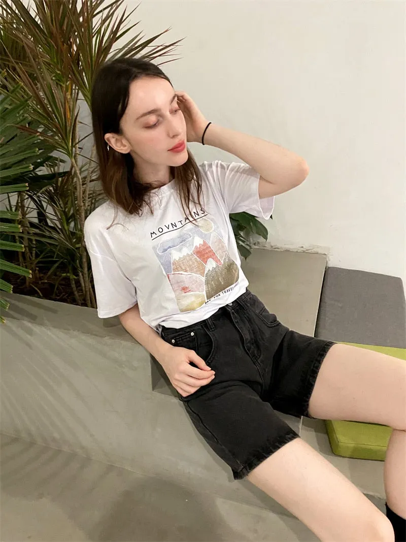 Summer High Waist Denim Shorts Women Casual Loose Ladies Plus Size Button Wide Leg Short Jeans Female