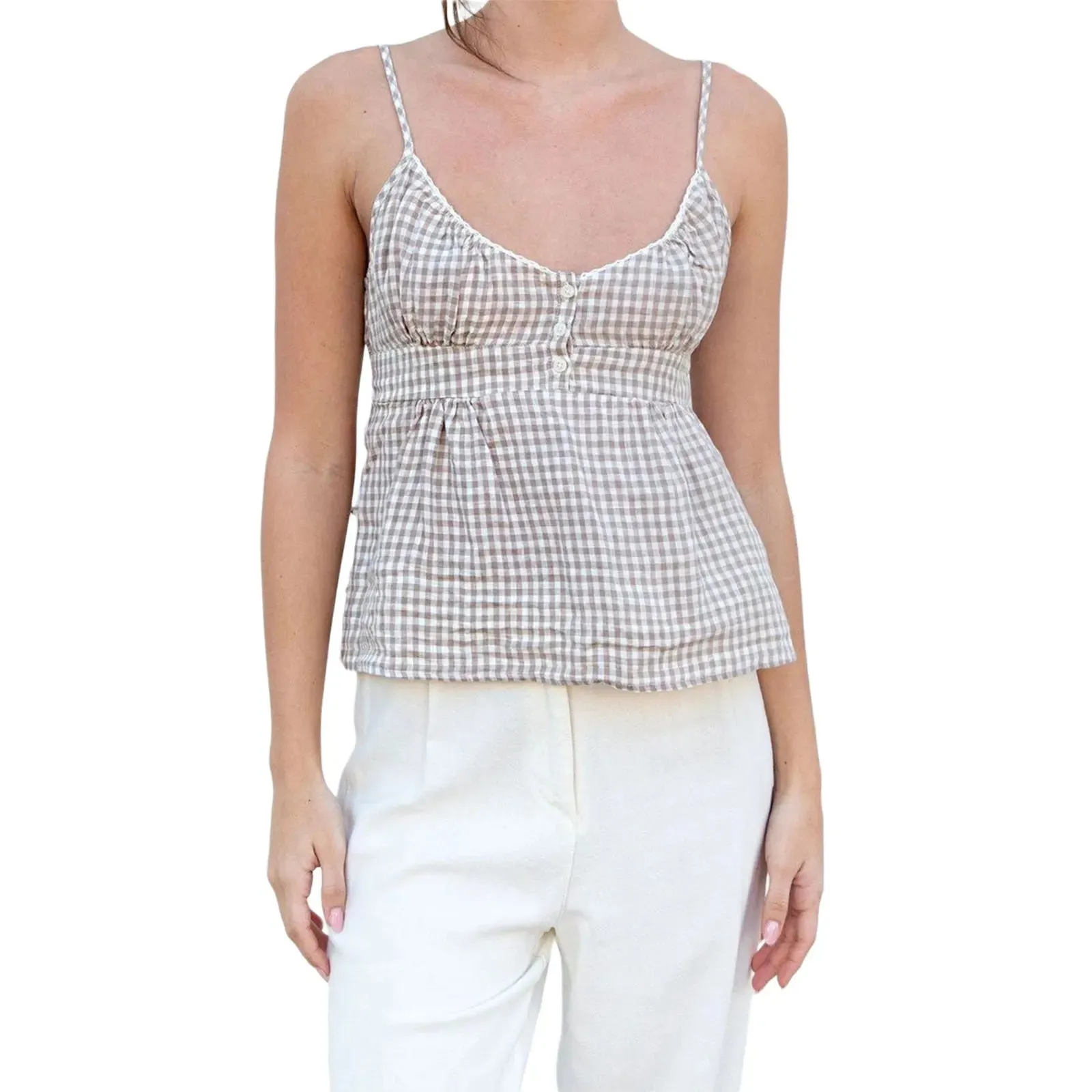 Summer Style Solid Peplum Cami Top for Women