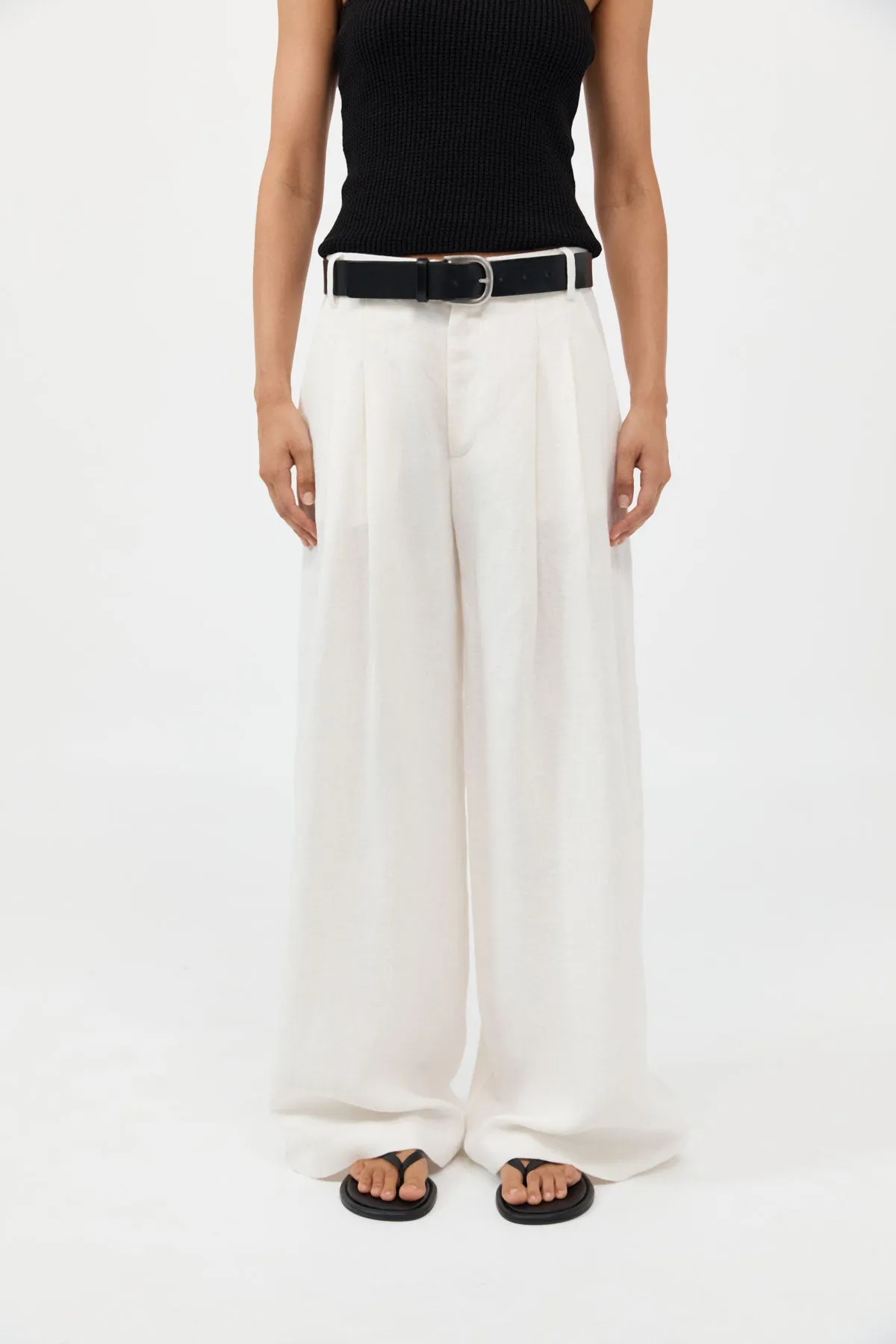 Tailored Linen Pants - Ivory