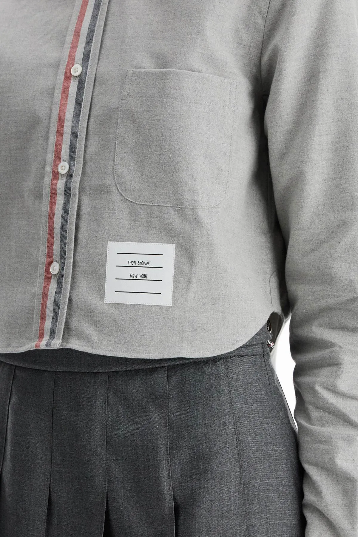 Thom Browne Cropped Flannel Shirt For