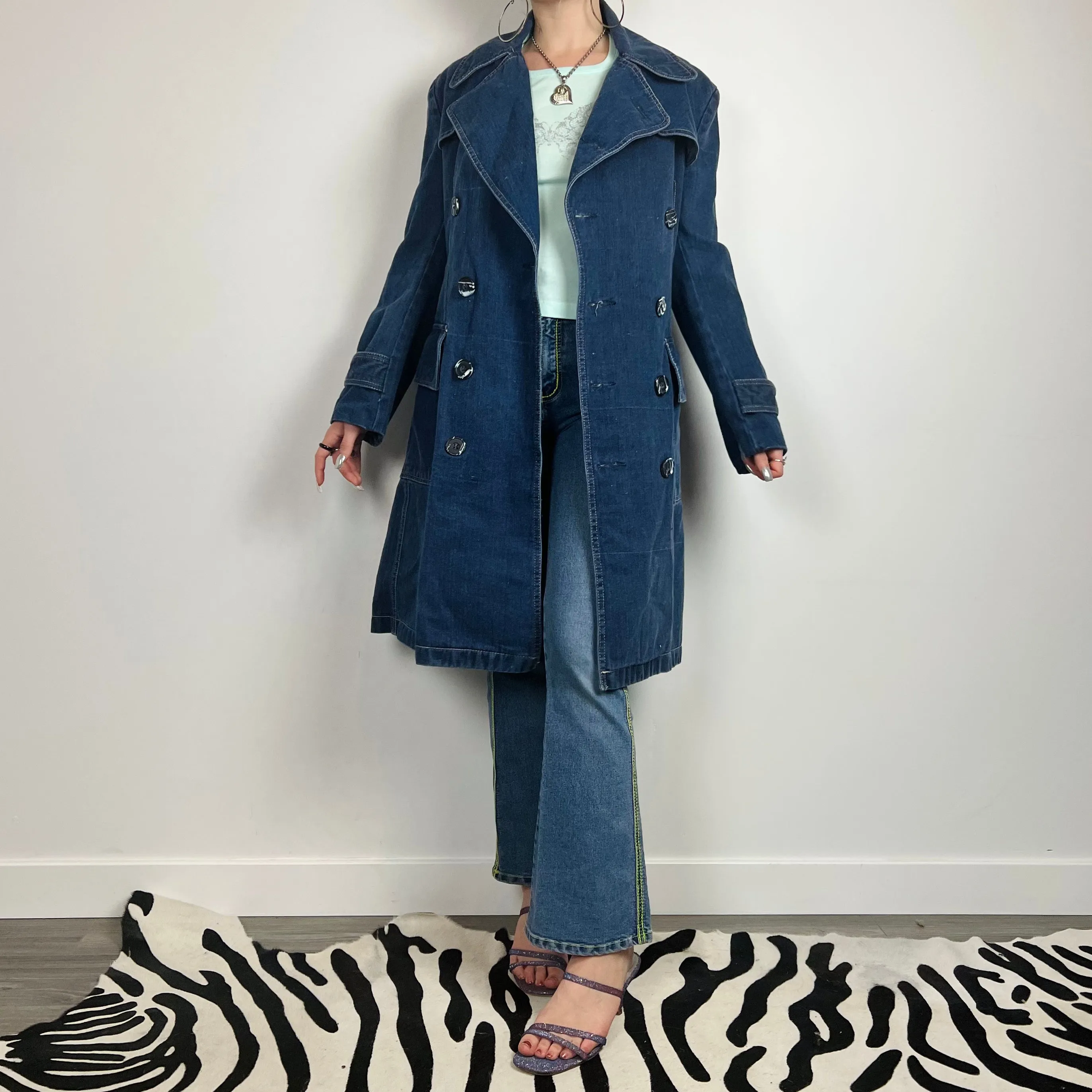 Vintage Denim Trench Coat