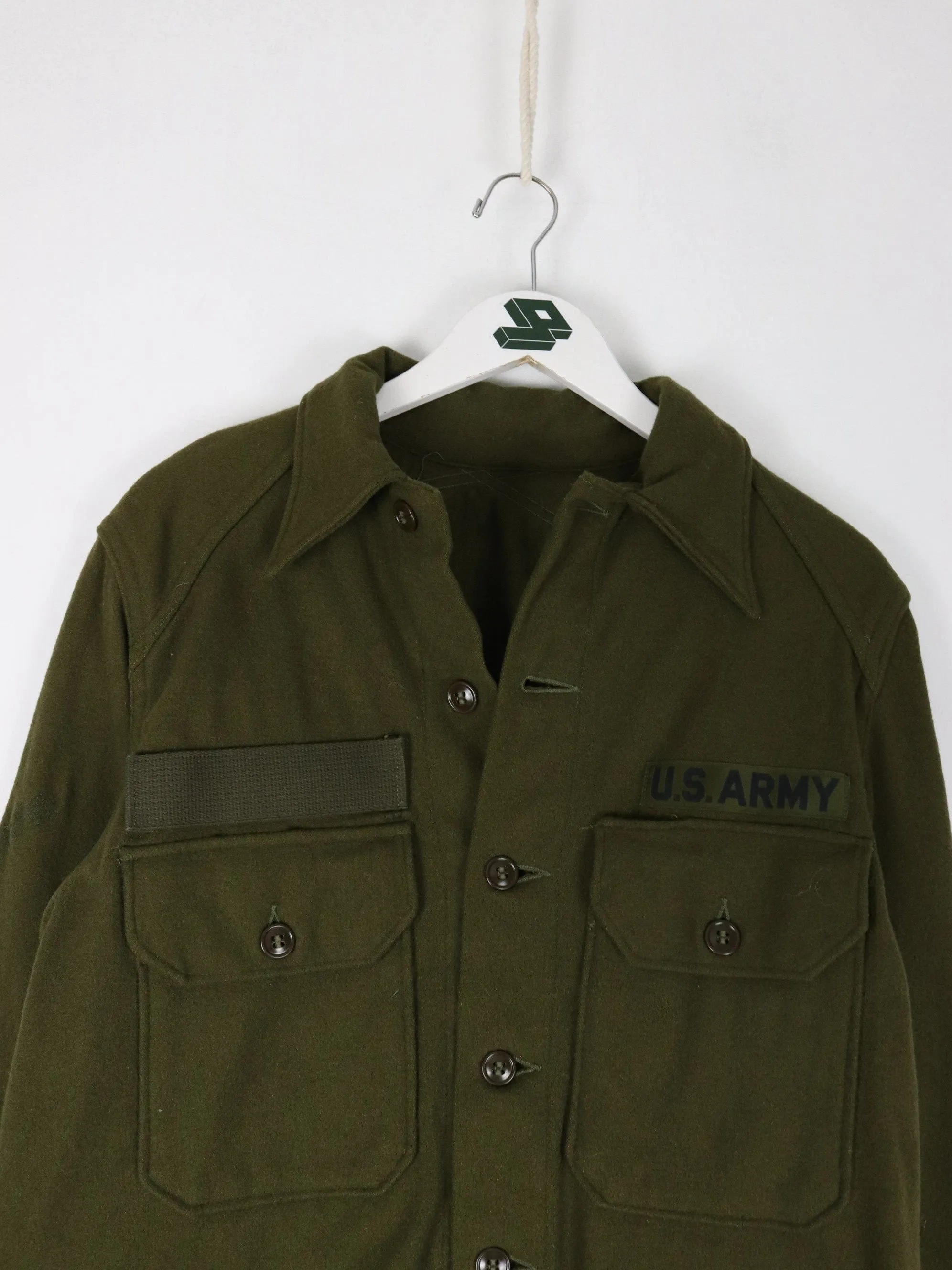 Vintage U.S. Army Shirt Jacket Mens Medium Green Wool Military Button Up