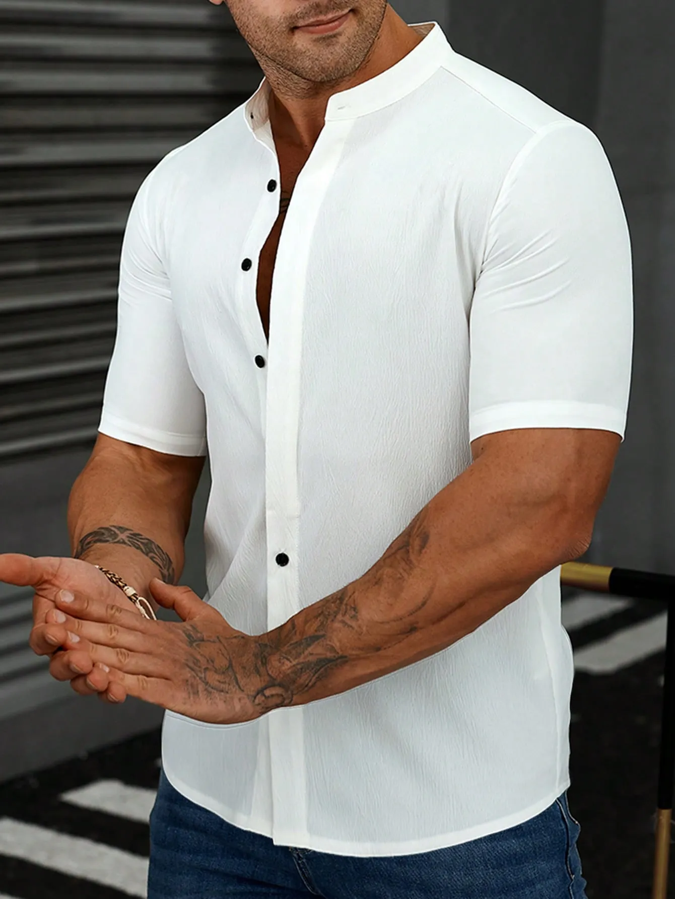 White Short Sleeve Button Up Shirt