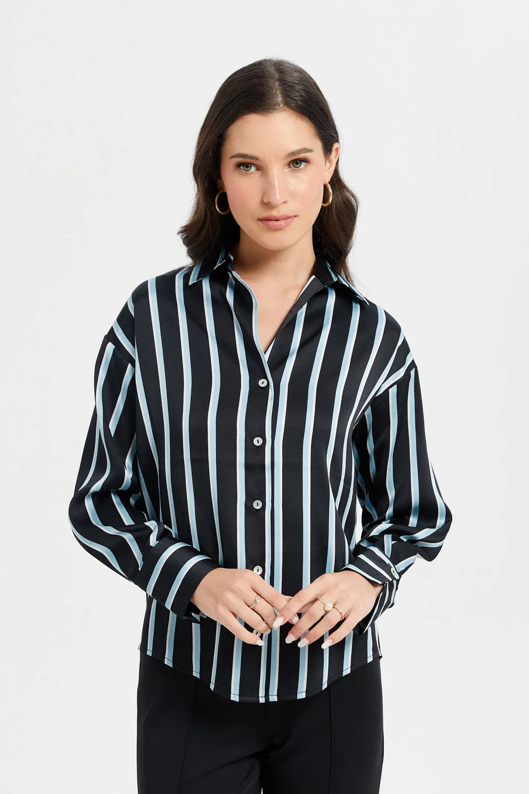 Women Assorted Striped Oversized Shirt