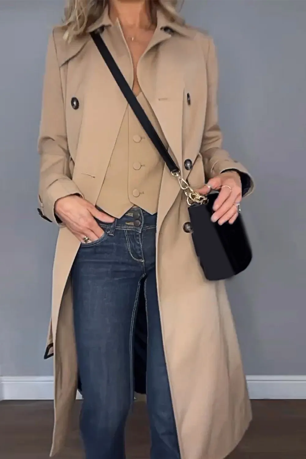 Women's Solid Color Casual Trench Coat