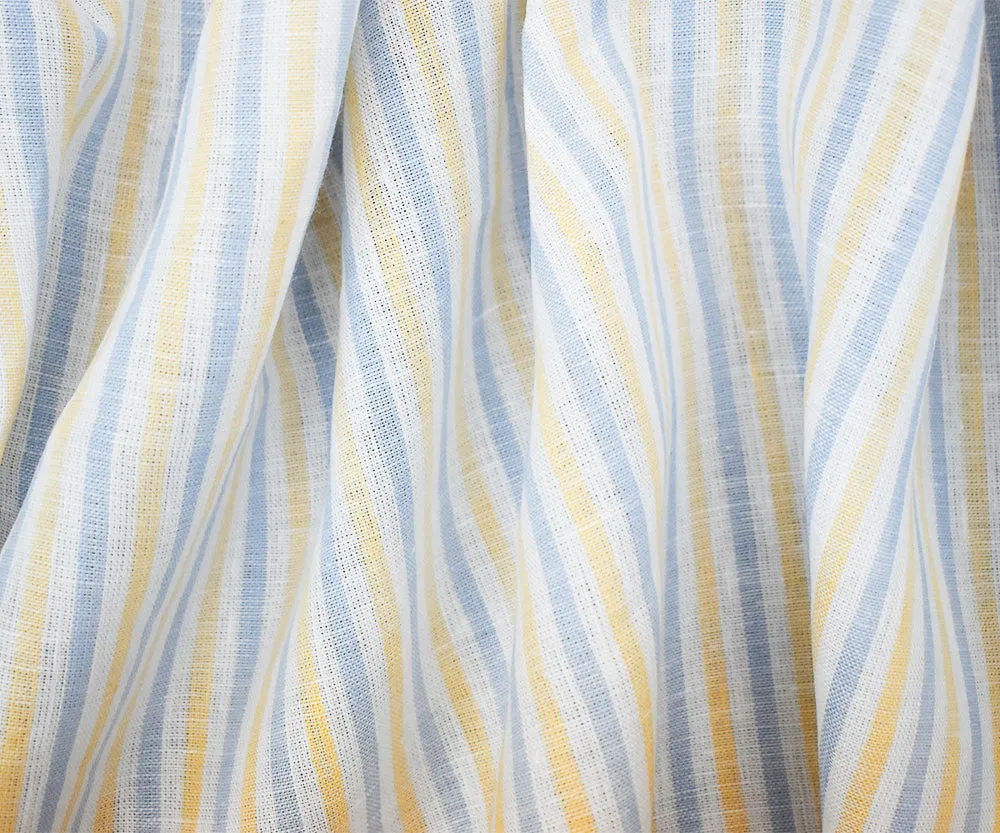 Yellow-Blue-White Spence Bryson Stripe Irish Linen Woven Fabric